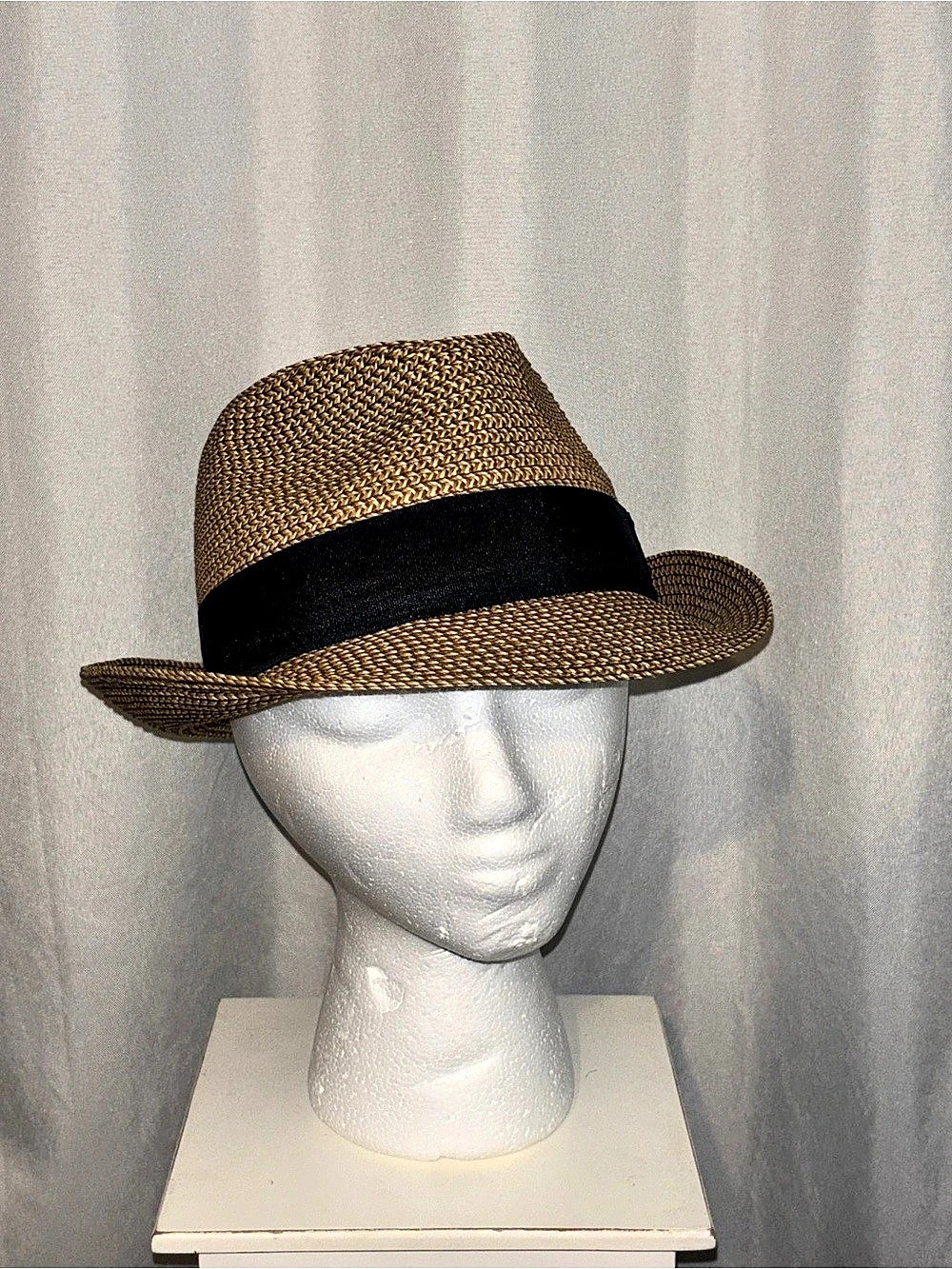 D&Y Straw Fedora Hat in Brown & Black NWT